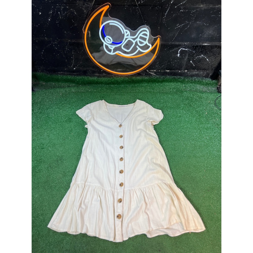 Grace & Co Ruffled Button Front Short Sleeve Dress Casual Everyday Lightweight 8